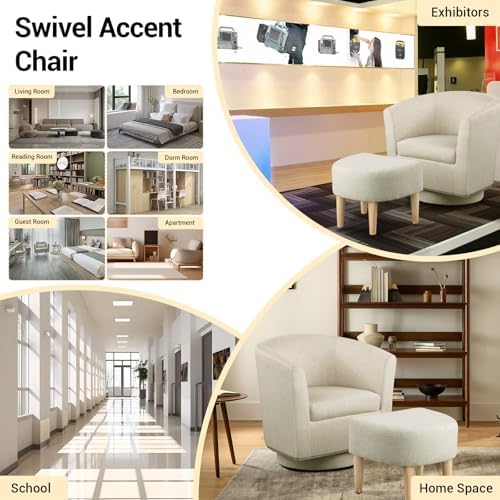 DAZONE Beige Swivel Accent Chair - Image 5