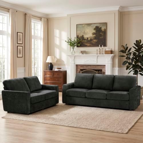 2 Pieces Chenille Sofa Sets w/Comfortable Back Cushions by ACMEASE