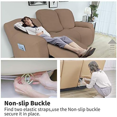 Easy-Going 6 Pieces RV Recliner Loveseat Sofa Slipcover Camel - Image 3