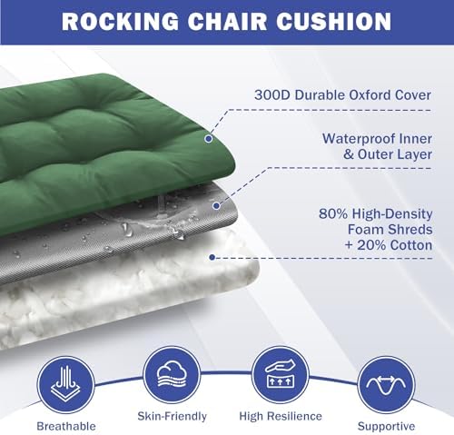 IPYNBAP Rocking Chair Cushion, Waterproof and Fade-Resistant Patio Chair - Image 3