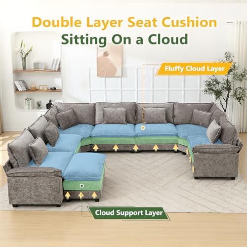 Oversized Modular Sectional Sofa Set, Convertible Deep Seat Cloud Couch - Image 3