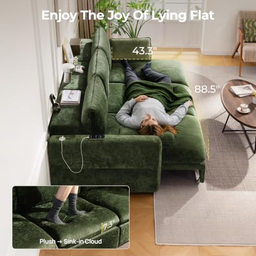 103" Electric Pull Out Sleeper Sofa Bed, 2in1 Power Extendable Couch Bed - Image 5