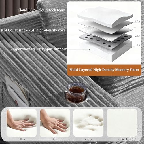 108" Cloud Sectional Couch, Comfort Sleep Sofa - Image 6