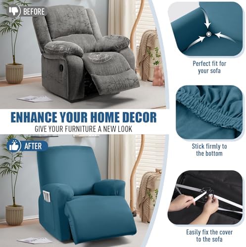 TAOCOCO Recliner Chair Covers Stretch Polyester Fabric 3-Piece - Image 4