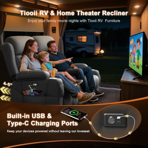 RV Loveseat Recliner Sofa, Wall Hugger Reclining RV Couch - Image 6