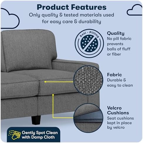 Serta Palisades 61" Track Arm Sofa, Easy Care Polyester, Soft Pillow Back - Image 3