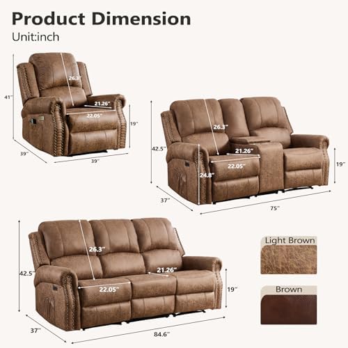 HAOMARKETS 3-Piece Power Reclining Sofa Set - Image 2