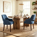 Blue Linen Upholstered Dining Room Chairs Set of 2 by DMFurniture