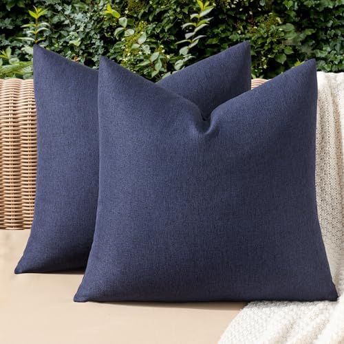MIULEE Decorative Outdoor Pillow Covers Waterproof 18x18 Navy by MIULEE