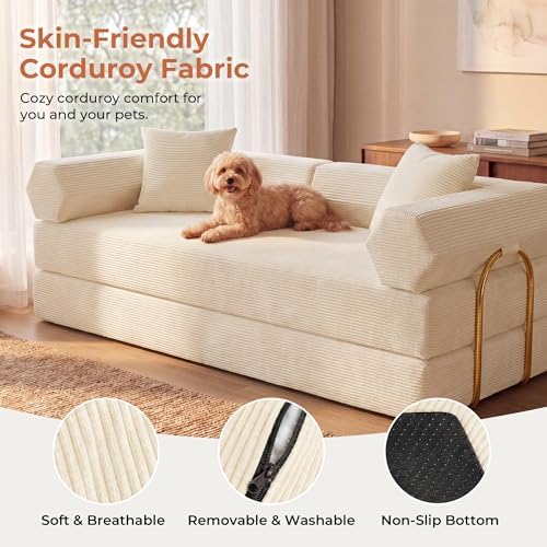 79" Convertible Futon Sofa Bed, Boneless Couch - Image 5