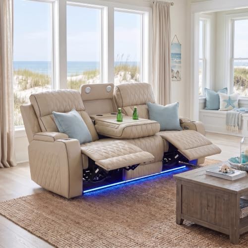 Power Reclining Leather Sectional Sofa - Image 6