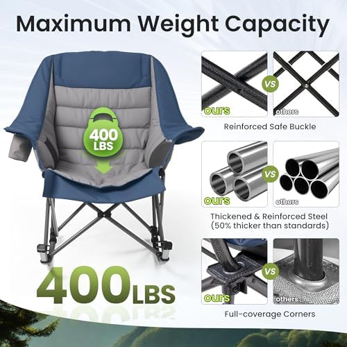 SUNW Oversized 400lbs Foldable Rocking Camping Chair - Image 5
