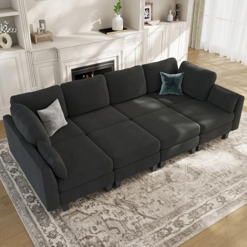 Sectional Sleeper Sofa, 8 Seaters Modular Sleeper Sofa Couch, Dark Grey - Image 2
