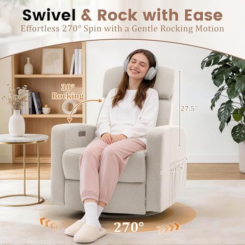 Korser Power Recliner Chair for Adults, Swivel Rocker Recliner - Image 4