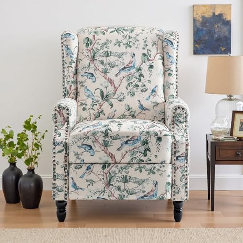 Floral Pushback Recliner Chair, Modern Armchair in Fabric - Image 5