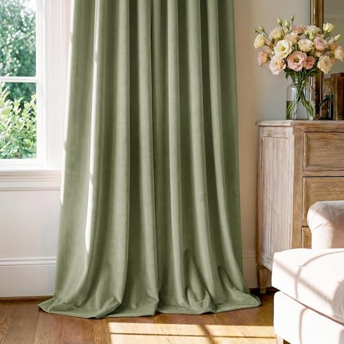 StangH Sage Green Velvet Curtains Farmhouse - Image 7