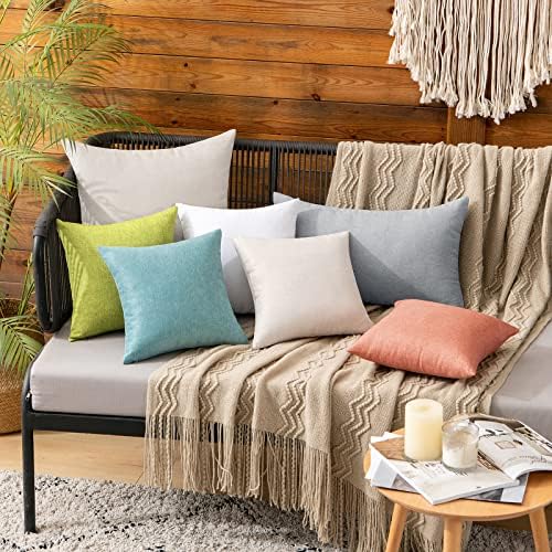 MIULEE Decorative Outdoor Pillow Covers Waterproof 12x12 Turquoise - Image 3