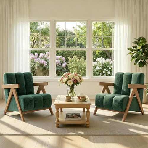 Modern Accent Chair Set of 2 for Living Room Bedroom, Comfy Chenille Reading by GaussenFurniture