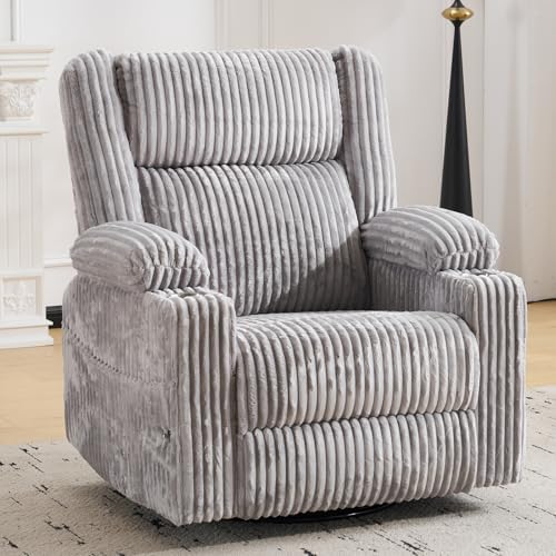 Power Recliner Chair with Massage and Heat, Oversized Swivel Rocker Recliner by RUTOX