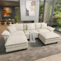 HERA'S HOUSE 124" Oversized Modular Sectional U Shaped Sofa, Corduroy Beige by HERASHOUSE