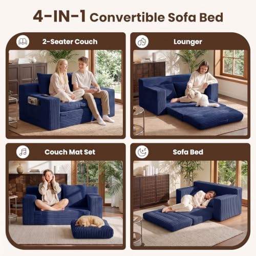 Boneless Couch, 4-in-1 Convertible Sofa Bed, Boneless Loveseat Sleeper - Image 5