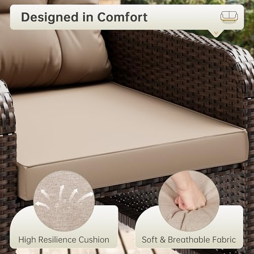 LHBcraft 5 Piece Patio Furniture Set, PE Wicker Outdoor Furniture Set - Image 4