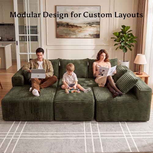 118" U Shaped Boneless Couches for Living Room, Modular Sectional Sofa - Image 4