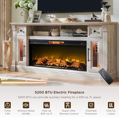 OKD 70" Farmhouse Fireplace TV Stand - Image 5