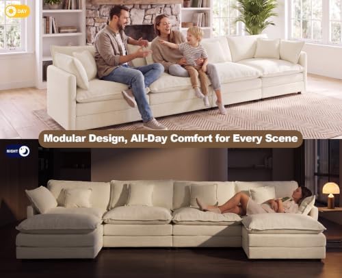 146.5" Modular Sectional Sofa, Oversized 4 Seater Cloud Couch - Image 3
