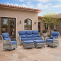 Swivel Patio Chairs Sofa Set of 6-6" Thick Cushion by Bellefurn