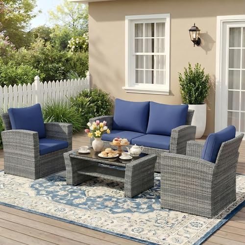 Wisteria Lane 4 Piece Outdoor Wicker Patio Furniture Set by WisteriaLane