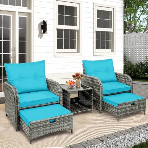 5 Pieces PE Wicker Outdoor Chairs - Image 6