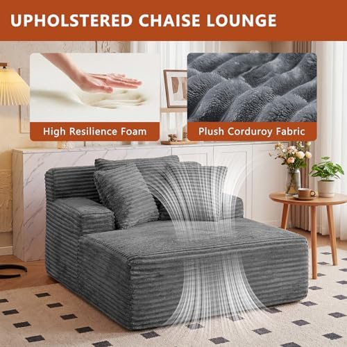 66.5" Oversized Chaise Lounge Chair Indoor, Boneless Sleeper Sofa Bed - Image 3