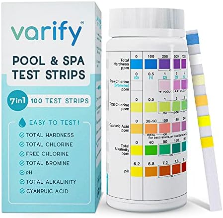 Varify 7in1 Pool Test Strips 100 Hot Tub Test Strips and Spa Test Strips by Varify