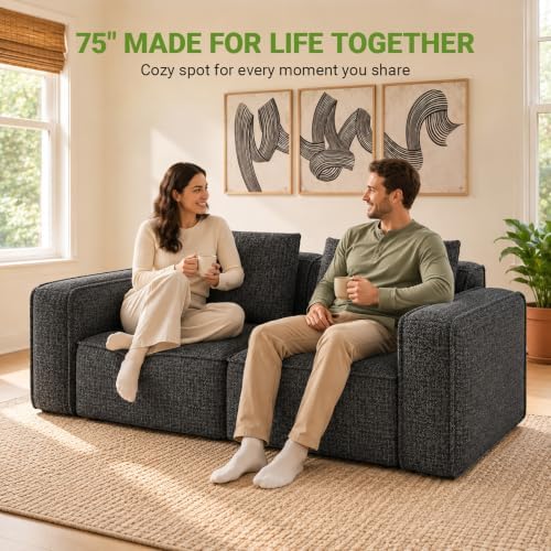 Welzona 75" Loveseat, Chenille Love Seat Sofa, Small Couch - Image 3
