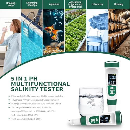 5-in-1 Digital PH Meter, with Voice Function, PH/TDS/EC/Temp/Salt Pool Salt - Image 6