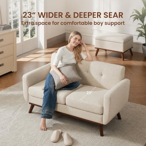 56" Small Loveseat Sofa Mid Century Modern Mini Love Seat - Image 4