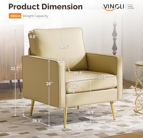 VINGLI Faux Leather Accent Chair - Image 2