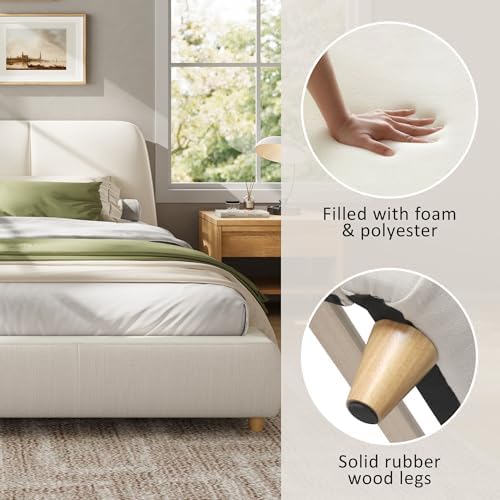 Christopher Knight Home Hazel Upholstered King Size Bed and Headboard, Linen - Image 5