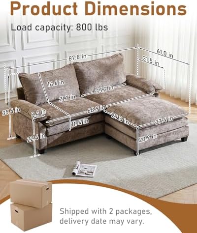 Karl home 88" 2-Seat L-Shaped Sectional Couch - Image 2