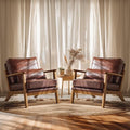VINGLI Solid Wood Wide Armrests Accent Chair Set of 2, Upholstered Mid Century by VINGLI