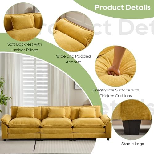 Oprisen 3 Pieces Cloud Couch Set, Upholstered Comfy Modular Sectional Sofa Deep - Image 6