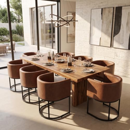 HNY Mid Century Modern Upholstered Barrel Dining Chairs - Image 6