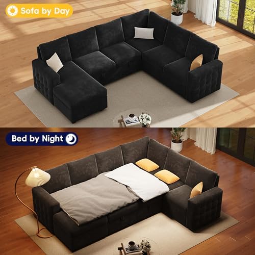 104" Sectional Sleeper Sofa Bed, 7 Seat Pull Out Couch - Image 4