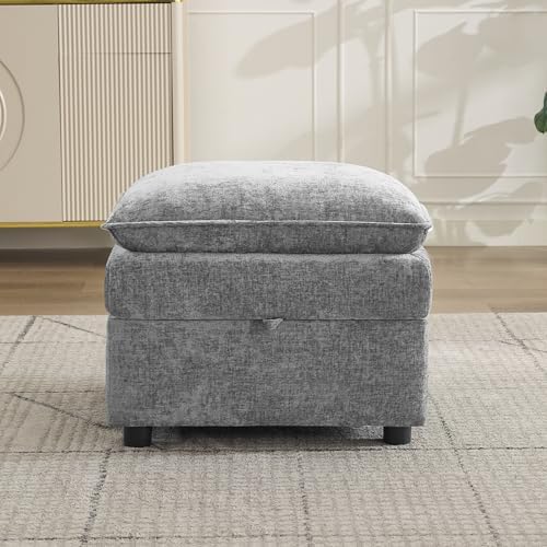 27" Large Square Ottoman with Storage, Modern Upholstered Footrest with by Abbrevi