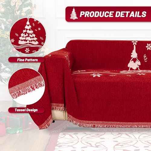 MYSKY HOME Couch Covers for Pets Thick Chenille Christmas Red Sofa Slipcover - Image 3