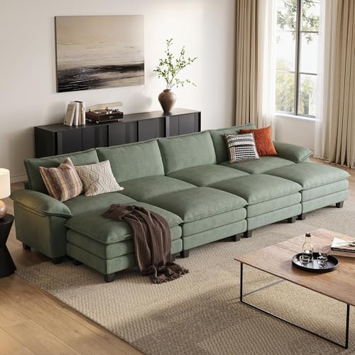 LINSY HOME 157'' Modular Sectional Sofa 4 Seat Couch Corduroy Cloud Couch by LINSYHOME