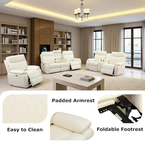 Power Recliner Chair Set, Leather Reclining Sectional Couch - Image 4