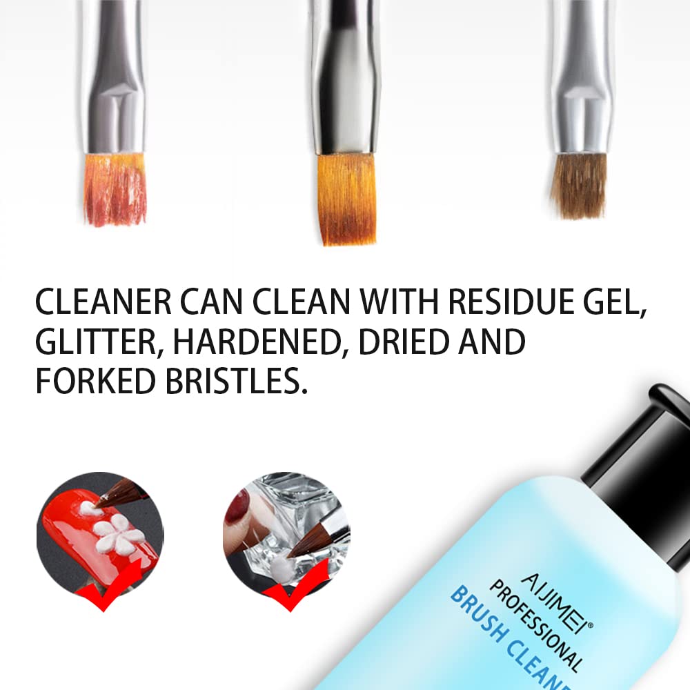 AIJIMEI Acrylic Nail Brush Cleaner Acrylic Brush Cleaner Liquid Acrylic Paint Brush Cleaner Nails Artist Acrylic Brush Cleaner 58ml 2.1 FL.OZ