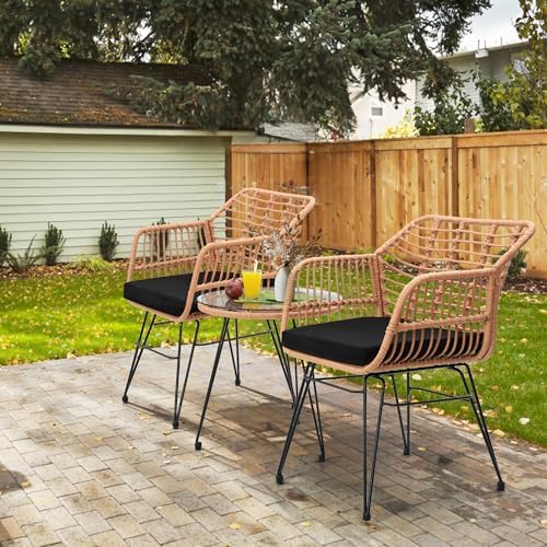 KROFEM 3 Piece Wicker Patio Bistro Furniture Set - Image 3